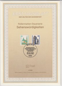 1989 Germany (Berlin) - FD Card (ETB) Sc 9N553,9N557 - Historic Sites