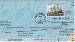 United States 1992 Voyage of Columbus Hand Made/Folded MAP Cover  FDC