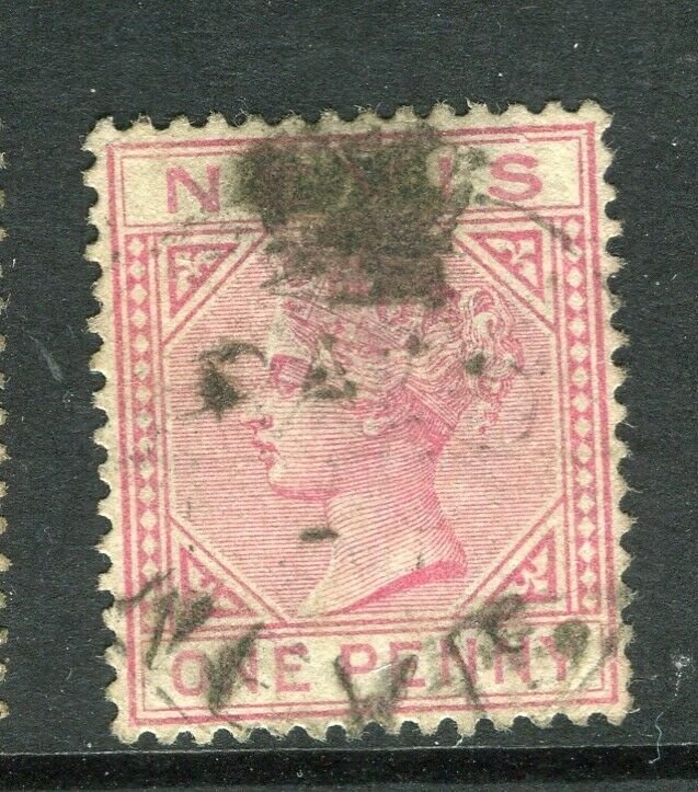 ST. KITTS; 1882 classic QV Crown CA issue fine used 1d. value