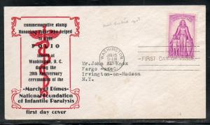 US #1087 Polio FDC Cacheted addr E76