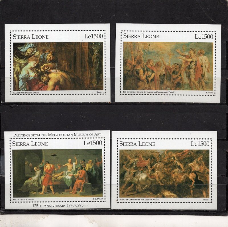 SIERRA LEONE 1996 PAINTINGS FROM METROPOLITAN MUSEUM SET OF 4 SHEETS & 4 S/S MNH 