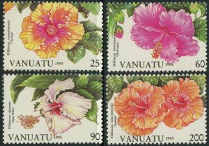 Vanuatu #645-648 Hibiscus Flowers Plants Nature Postage Stamps Topical 1995 MLH