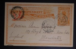 1906 Belgian Congo Stationery Postcard Cover To Manchester England