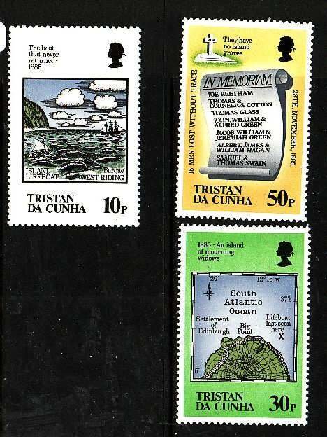 Tristan da Cunha-Sc#381-3- id4-Unused NH set-Loss of the Lifeboat-1985-