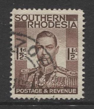 Southern Rhodesia- Scott 44 - KGVI - Definitive -1937 -FU- Single 1.1/2d Stamp