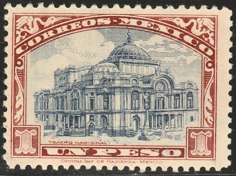 MEXICO 649, $1Peso PALACE OF FINE ARTS. Mint, NH. F-VF.