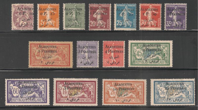 Alaouites #1-15 FVF MINT OG  - 1925 Surcharged Stamps of France