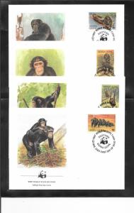 SIERRA LEONE #586-9  ENDANGERED SPECIES FDC  WWF