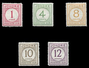 Malayan States - Johore #J1-5 (SG D1-5) Cat£200, 1938 Postage Dues, set of f...