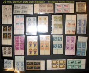 U S MINT Plate Block selection  24 Different  Mostly 4 centers ⭐⭐⭐⭐⭐