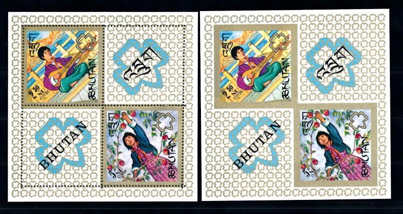 [50193] Bhutan 1967 Girl Scouts Pair of perf. and imperf. Souvenir sheets MNH