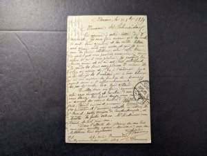 1889 Monaco Postcard Cover Monte Carlo to Pforzheim Germany