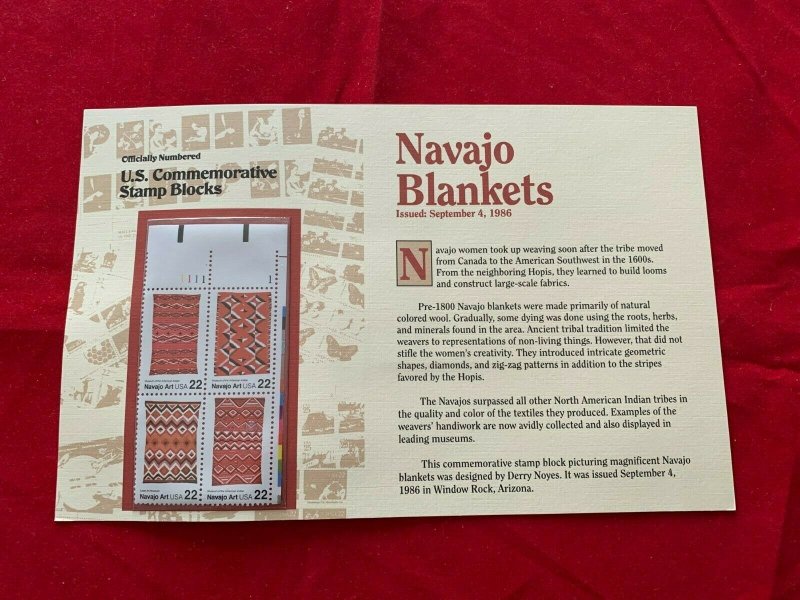 Scott # 2235 - 2238  US  Navajo Blankets  MNH   4 STAMPS 