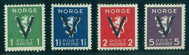 NORWAY #235-8, Hi val V Ovpts, og, NH, VF, Scott $76.80