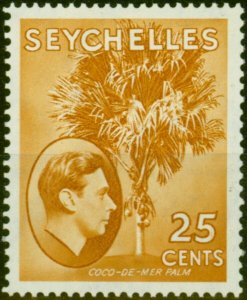Seychelles 1938 25c Ochre SG141 Fine Mtd Mint