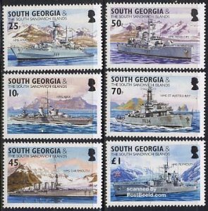 South Georgia / Falklands dep. 2004, Royal Navy frigates 6v, MNH