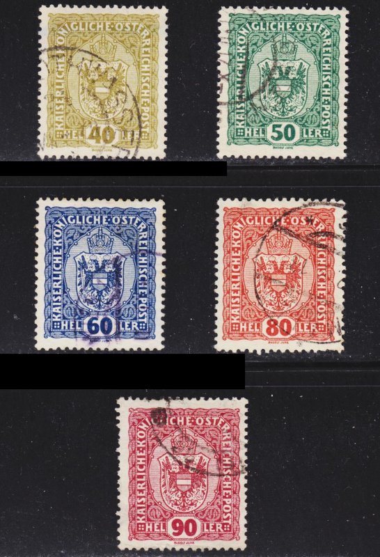 Austria Scott 154-58 F to VF used.