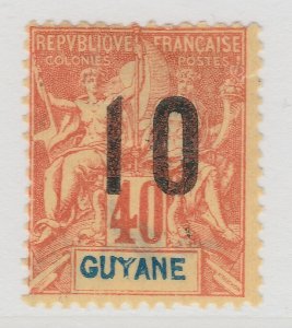 1912 French Colony Guyana 10 on 40c MH* Stamp Y&T 71A A22P11F8391-