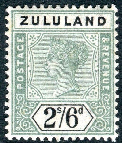 ZULULAND-1894-96 2/6 Green & Black.  A lightly mounted mint example Sg 26