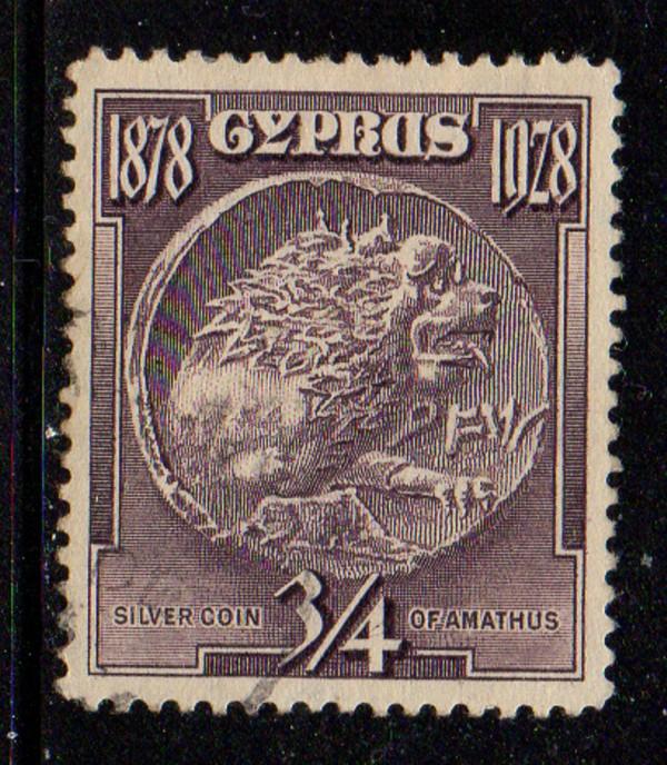 Cyprus Sc 114 1928 3/4 piastre Silver coin stamp used