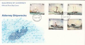 Alderney 1987 FDC Sc #32-#36 Set of 5 Shipwrecks