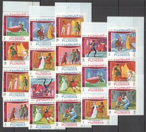 B0372 Imperf,Perf 1969 Fujeira Art Shakespeare Michel 20 Eu #311-9(A+B) 2Set Mnh