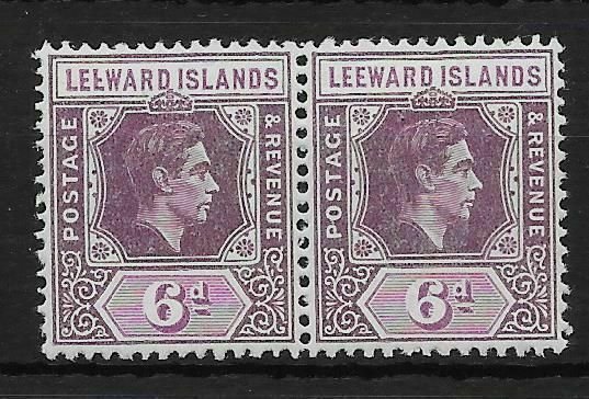 LEEWARD ISLANDS SG109ab 1942 6d DP DULL PURPLE & BR.PURPLE BROKEN E VAR MTD MINT