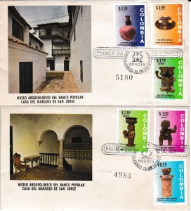 Colombia # 814-816, C584-58, Pre Colombian Art, First Day Covers