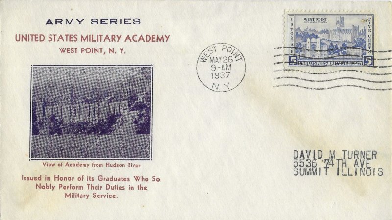 1937 FDC, #789, 5c Army Heroes, Kapner P-19