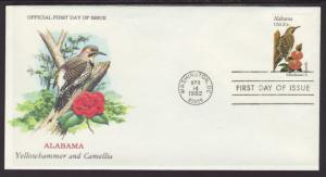 US Alabama Bird & Flower 1982 U/A FDC BIN