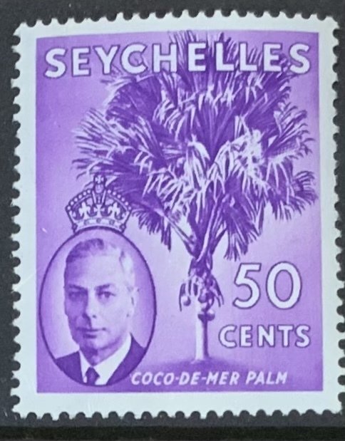 SEYCHELLES 1952 GVI 50 CENTS SG167 LIGHTLY MOUNTED MINT