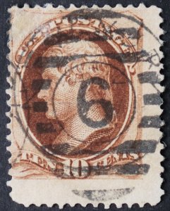 U.S. Used #187 10c Jefferson, Jumbo. SOTN 6 Duplex Cancel. Scott: $37.50