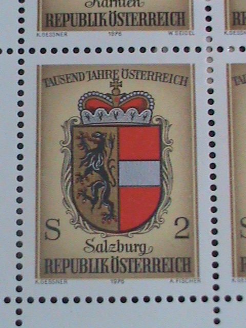 AUSTRIA STAMP-1976 SC#1042 COAST OF ARMS OF AUSTRIA PROVINCE MNH FULL SHEET