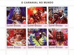 Guinea-Bissau MNH S/S Carnivals 2003 6 Stamps