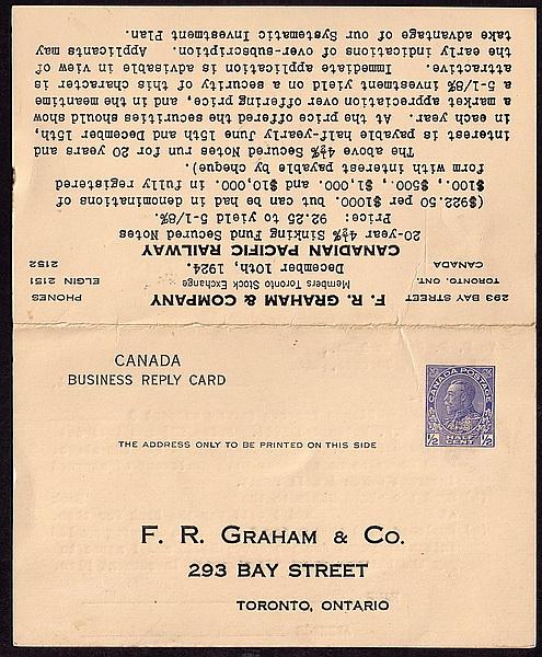 Canada # UY30a Used post card with reply Cat $ 5