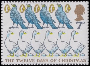 GB 1045 The Twelve Days of Christmas Birds Rings Geese 7p single MNH 1977