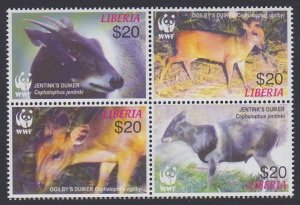 Liberia WWF Duikers Block of 4 2005 MNH SC#2370 a-d MI#5100-5103