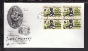 US 1330 Davy Crockett 1967 B/4 Artcraft U/A FDC 