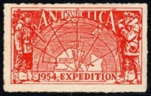 1954 US Poster Stamp Antarctica Expedition MNH (Red)