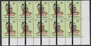 NEW ZEALAND 1980 15c Te Heu Heu blk of 10 Training School bars cancels MNH..Y134