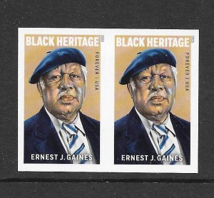 Scott #5753a IMPERFORATE (NO DIE-CUT) Ernest Gaines Horizontal Pair, MNH