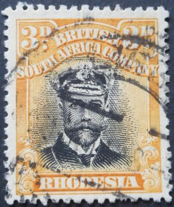 Rhodesia Admiral Die I Three Pence p14 SG 210 used