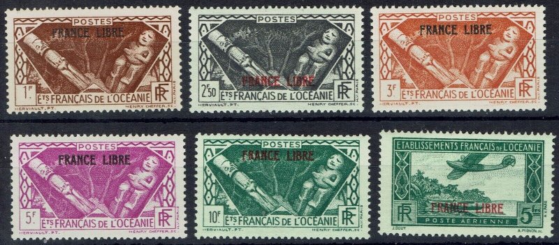 FRENCH OCEANIC SETTLEMENTS 1941 FRANCE LIBRE RANGE TO 10FR + AIRMAIL