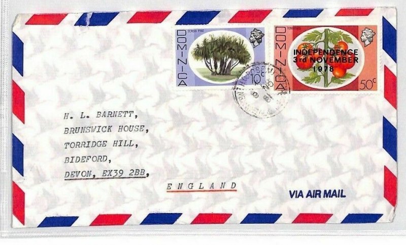 DOMINICA Cover 1981 Commercial Air Mail 50c TOMATO Independence Overprints BR194