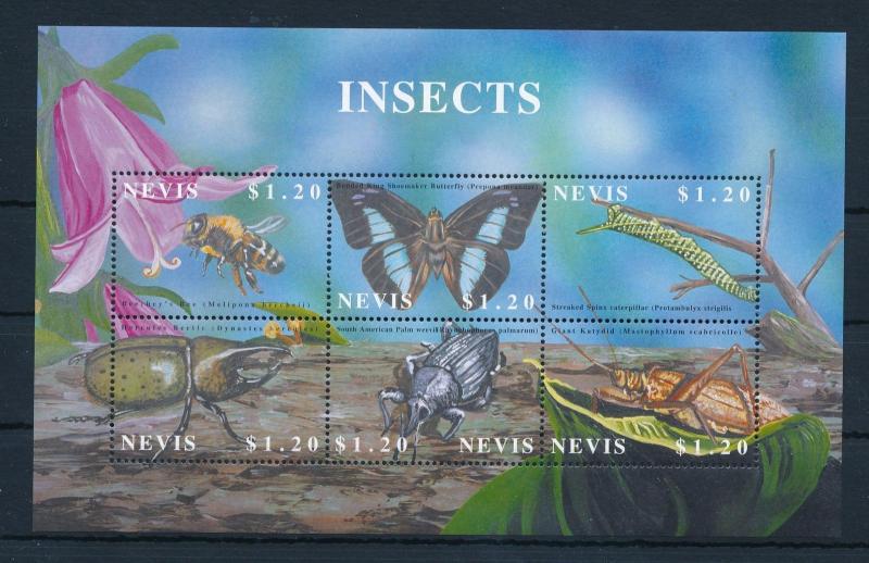 [35049] Nevis 2002 Insects Insekten Bee Butterfly Caterpillar MNH Sheet