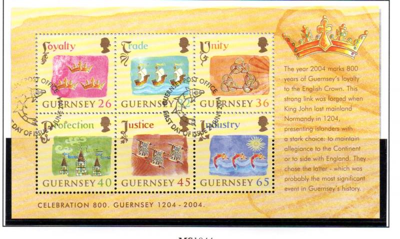 Guernsey Sc 843a 2004 Crown Loyalty stamp sheet used 