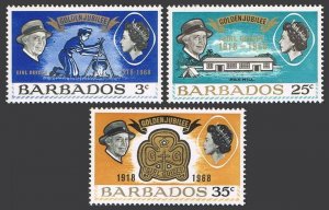 Barbados 306-308,MNH. Girl Scouts-50.1968.Lady Baden-Powell.Campfire,Pax Hill,