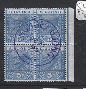 MALAYA  SUNGEI UJONG  (P0609B)  TIGER 5C  SG 52 BL OF 4 VIOLET SU CANCEL SON CDS