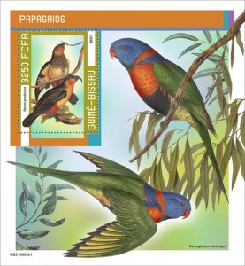 GUINEA BISSAU - 2021 - Parrots - Perf Souv Sheet #1 - Mint Never Hinged
