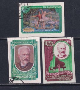 Russia 1958 Sc 2044-6 Peter Ilich Tchaikovsky Pianist Violinist Ballet Stamp CTO